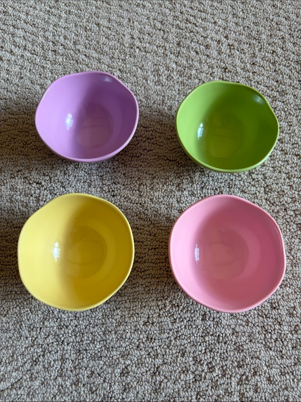 Set of 4 Pastel Small  Bowls - Purple, Green, Yellow, Pink